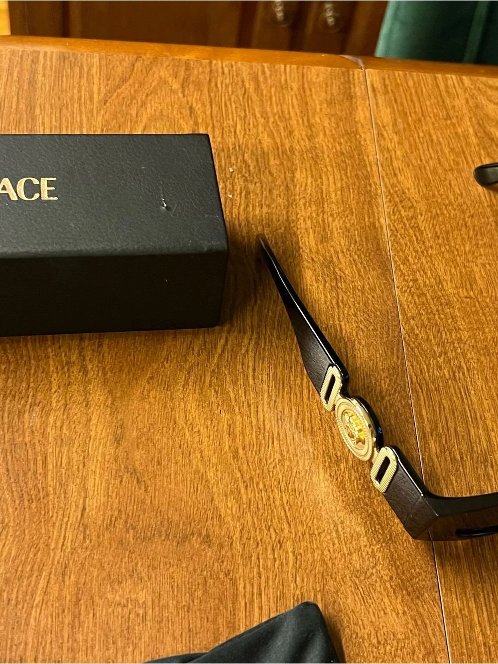 Versace Black Sunglasses with Gold Medallion Detail